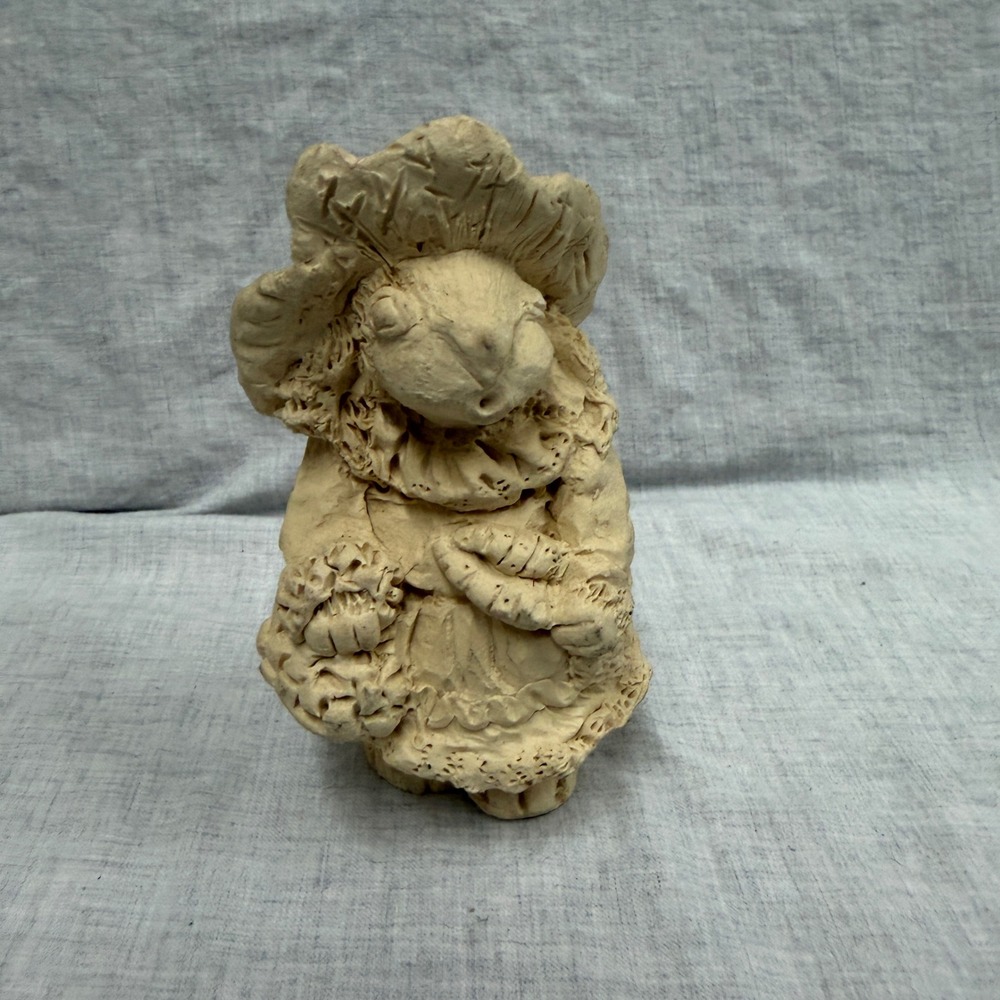 Vintage 1992 Studio Pottery Rabbit Figurine Handcrafted Clay Bunny Folk Art 6in